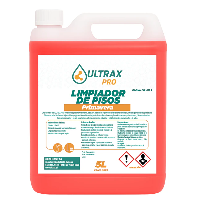 Limpiador Piso Primavera Concentrado Ultrax Pro 5L
