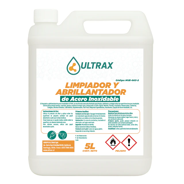 Limpiador y Abrillantador Acero Inox Ultrax 5L