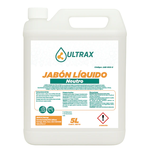 Jabon Liquido Neutro Ultrax 5L
