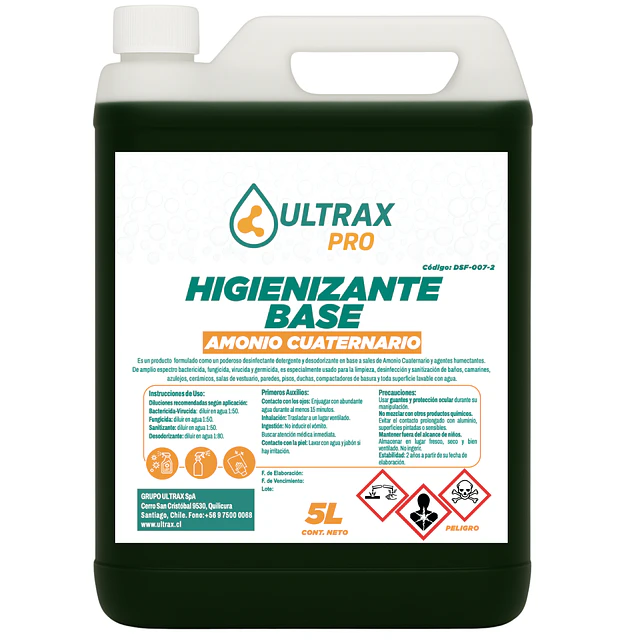 Higienizante Base Amonio Cuaternario Concentrado Menta Ultrax Pro 5L