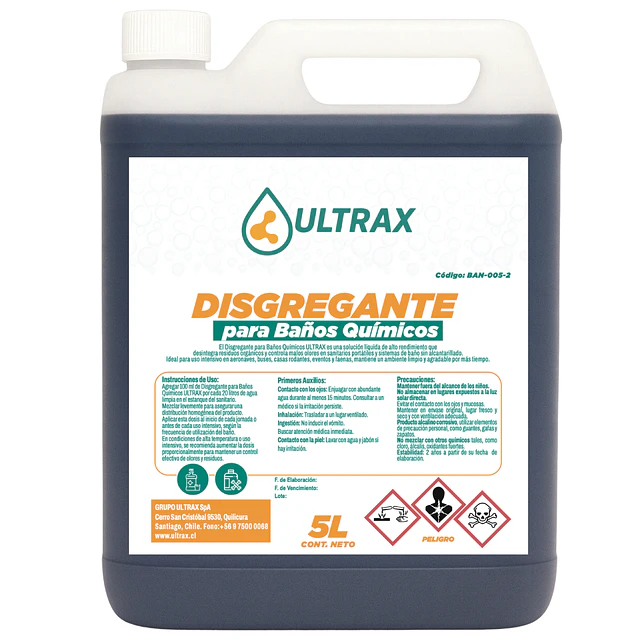 Disgregante Liquido Concentrado Baño Quimico Ultrax 5L