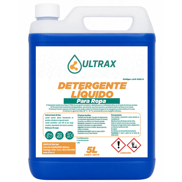 Detergente Liquido Ropa Ultrax 5L