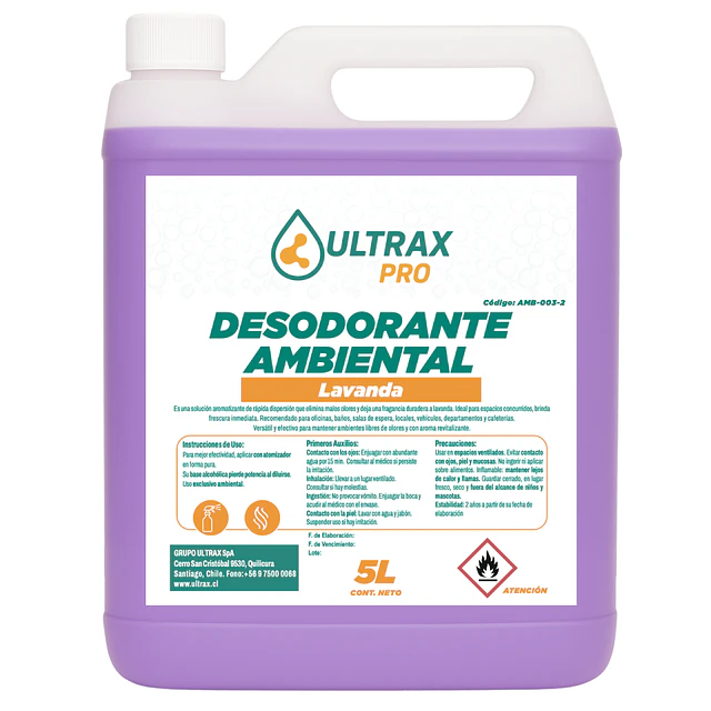 Desodorante Ambiental Lavanda Ultrax Pro 5L