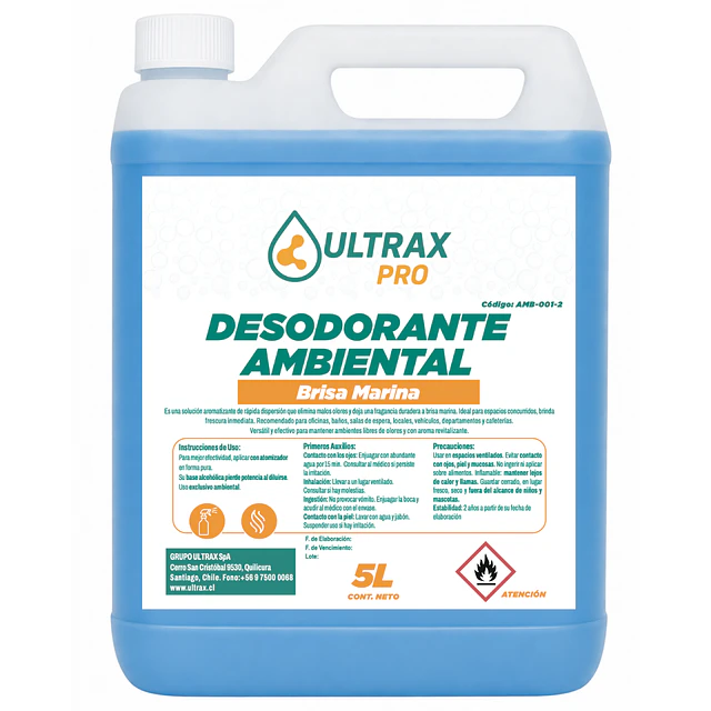 Desodorante Ambiental Brisa Marina Ultrax Pro 5L