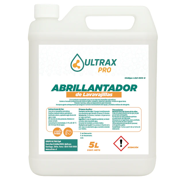 Abrillantador Lavavajillas Ultrax Pro 5L