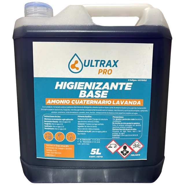 Higienizante Base Amonio Cuaternario Concentrado Lavanda Ultrax Pro 5L
