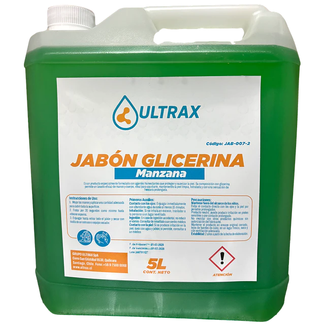 Jabon Glicerina Manzana Ultrax 5L