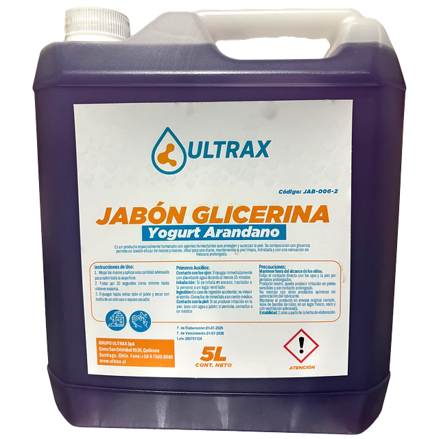 Jabon Glicerina Yogurt Arandanos Ultrax 5L