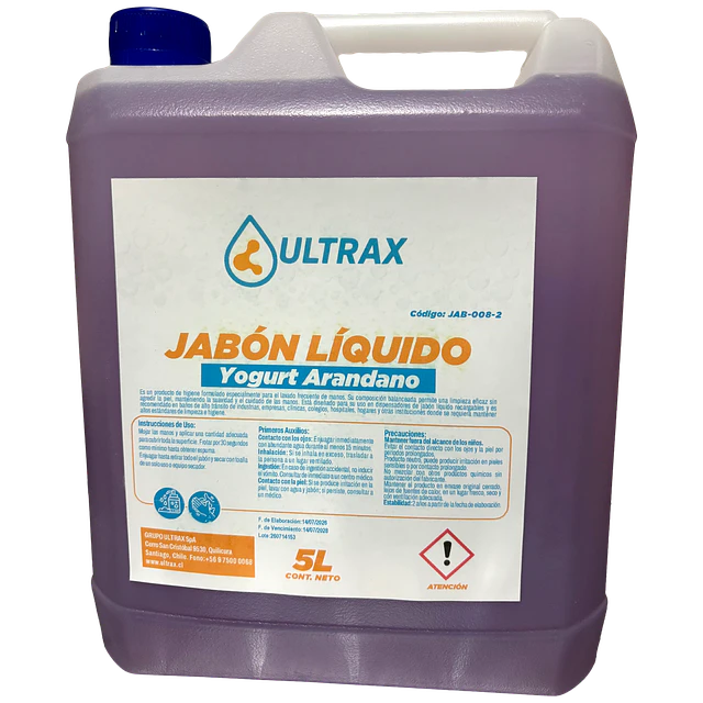 Jabon Liquido Yogurt Arandanos Ultrax 5L