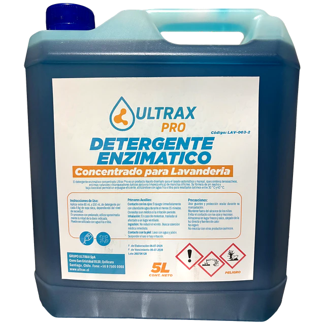 Detergente Liquido Ropa Enzimatico Ultrax Pro 5L