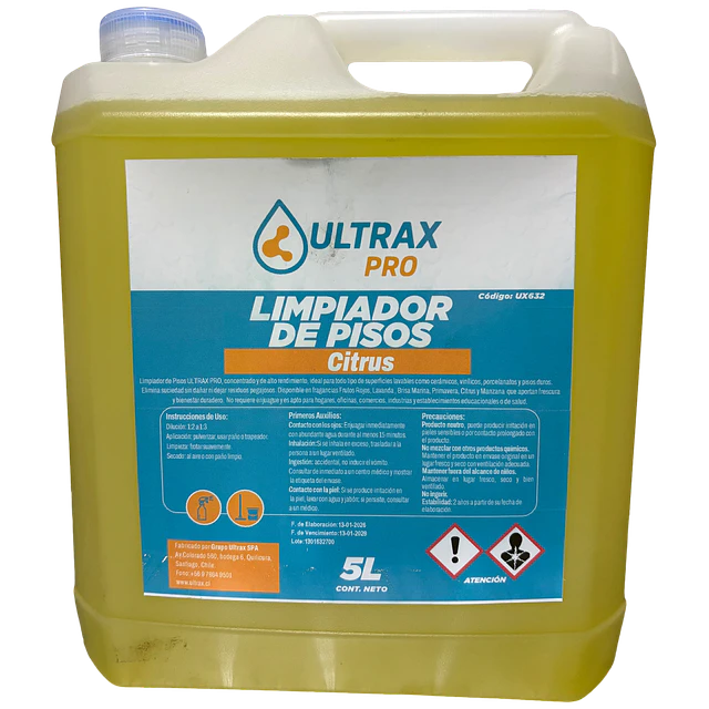 Limpiador Piso Citrus Concentrado Ultrax Pro 5L