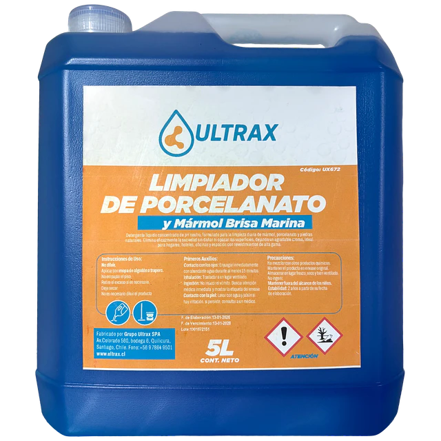 Limpiador Porcelanato y Marmol Brisa Marina Ultrax 5L
