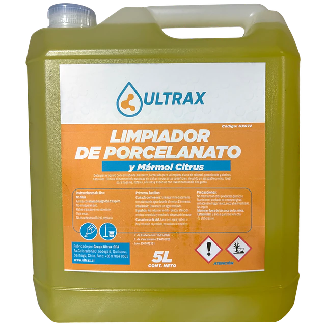 Limpiador Porcelanato y Marmol Citrus Ultrax 5L