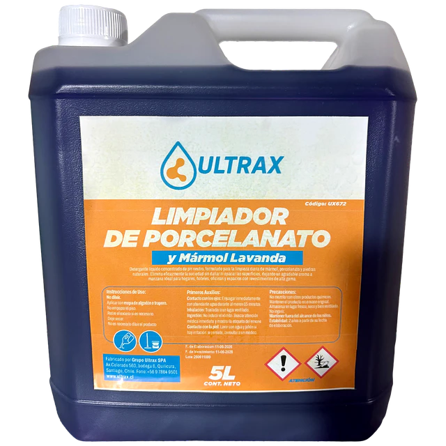 Limpiador Porcelanato y Marmol Lavanda Ultrax 5L