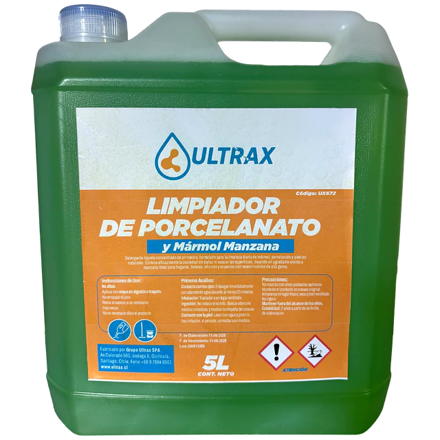 Limpiador Porcelanato y Marmol Manzana Ultrax 5L