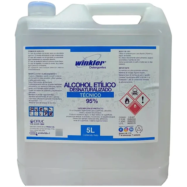 Alcohol Etilico Desnaturalizado Tecnico 95% 5L