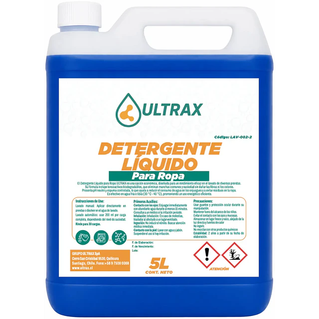 Detergente Liquido Ropa Ultrax Pro 1L