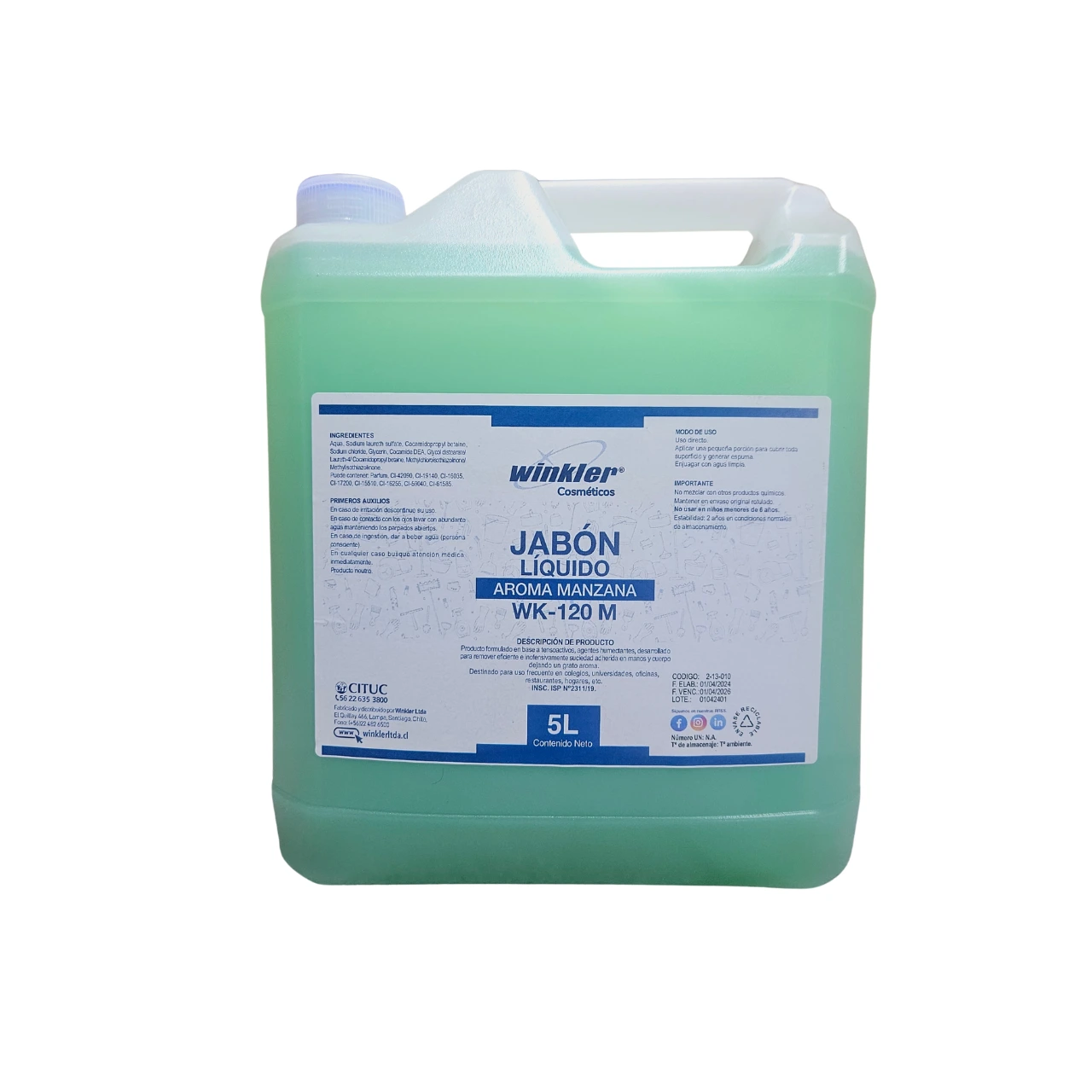 Jabón Líquido para Manos Aroma Manzana - WK-120 M - 5 Litros
