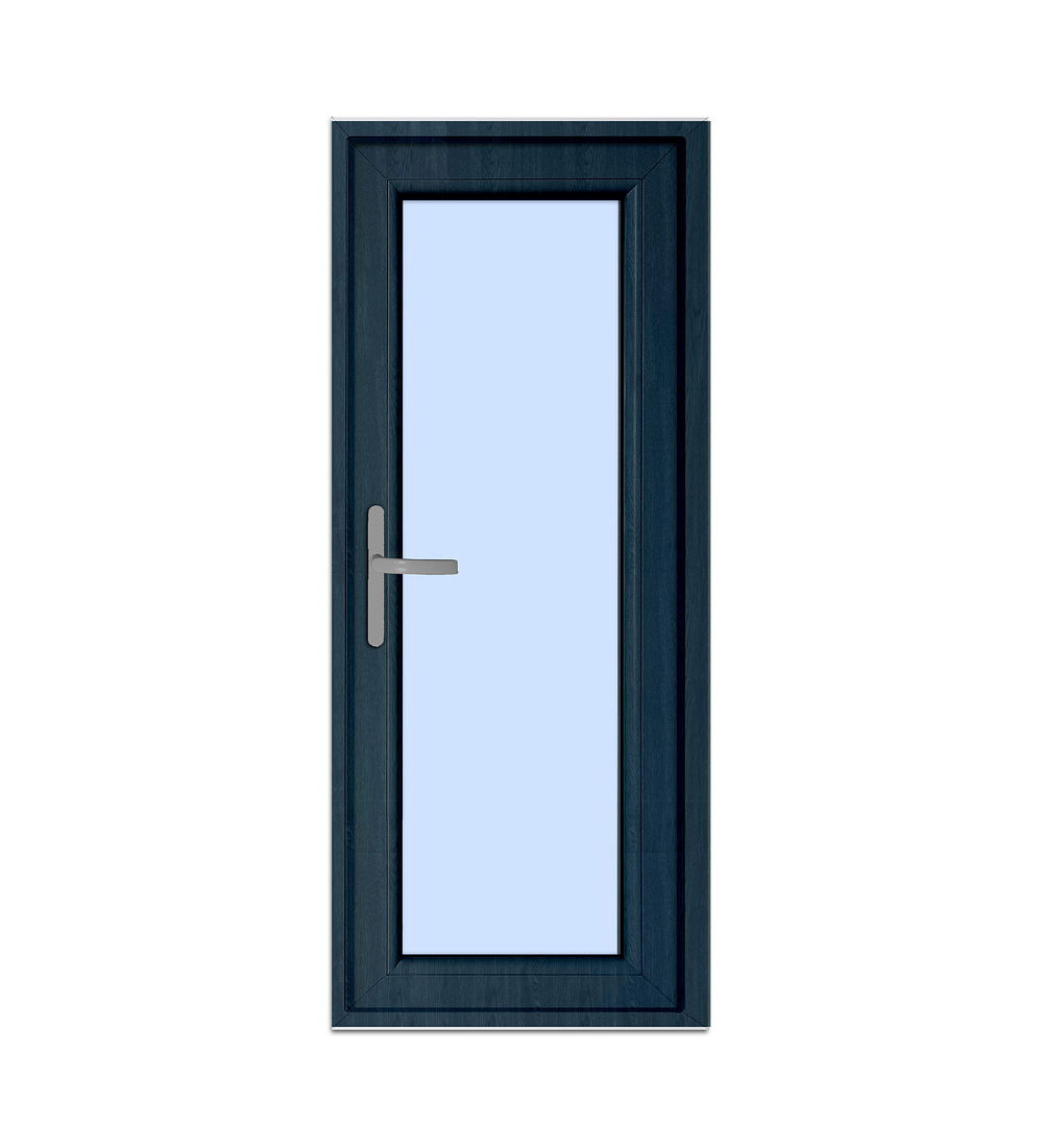 Puerta abatible exterior PVC antracita + termopanel