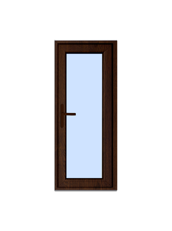 Puerta abatible exterior PVC nogal + termopanel