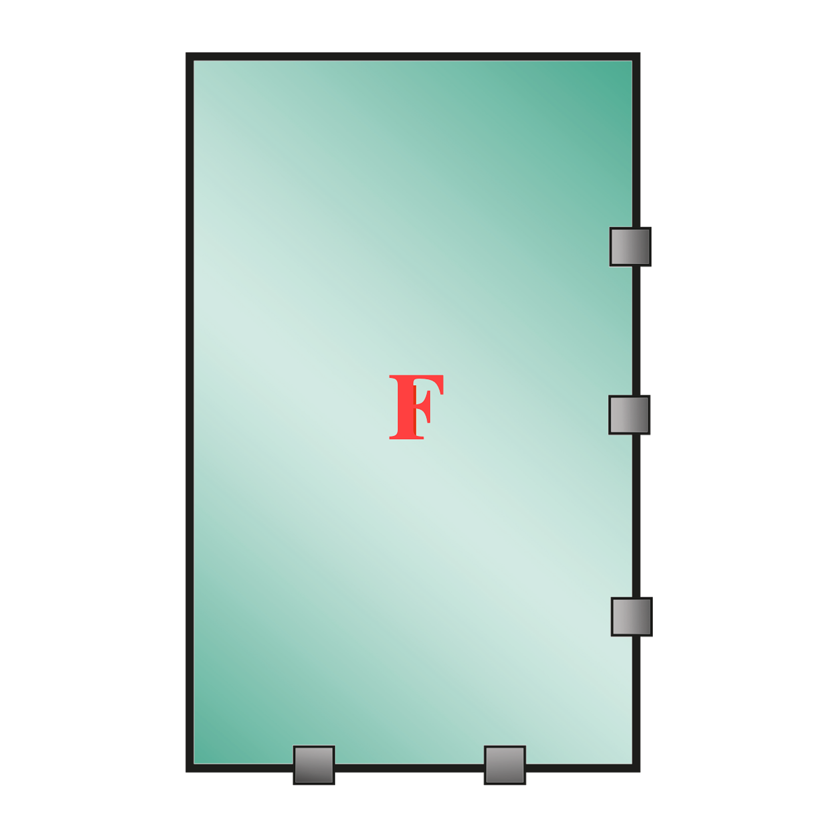 Shower Door Fijo Tomas / Empavonado 10mm (Fijacion lado derecho) (Alto: 800, Ancho: 600) 1