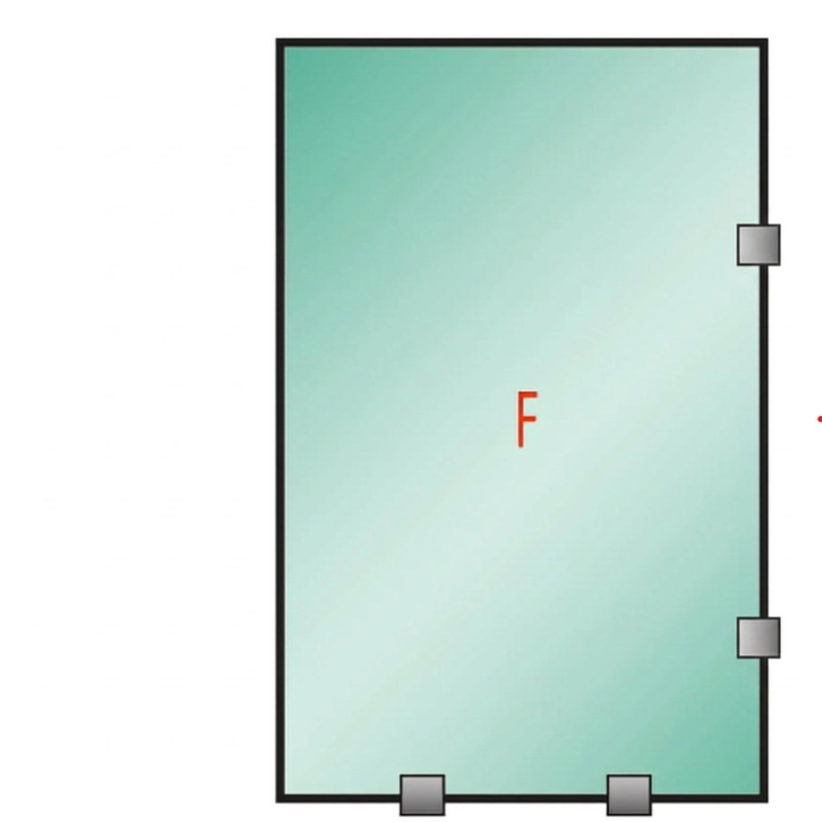 Tu Shower Door Fijo con Tomas Simples a Medida 8 mm - Ancho: 650 x Alto: 1900 - Color Herraje: Aluminio - Lado Fijacion: Derecha - 