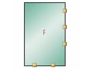 Tu Shower Door Fijo con Tomas Simples a Medida 10 mm - Ancho: 1000 x Alto: 1800 - Color Herraje: Dorado - Lado Fijacion: Derecha - 