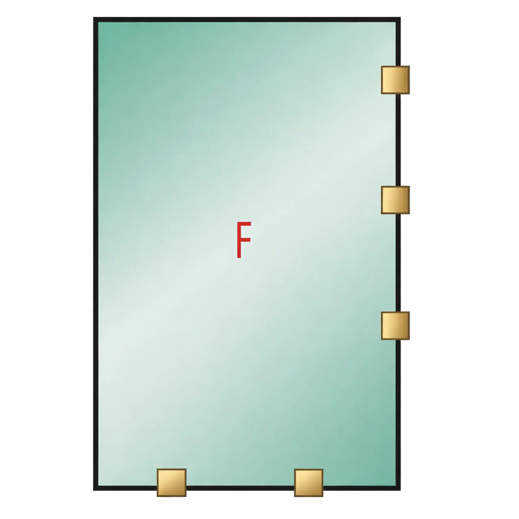 Tu Shower Door Fijo con Tomas Simples a Medida 10 mm - Ancho: 1000 x Alto: 1800 - Color Herraje: Dorado - Lado Fijacion: Derecha - 