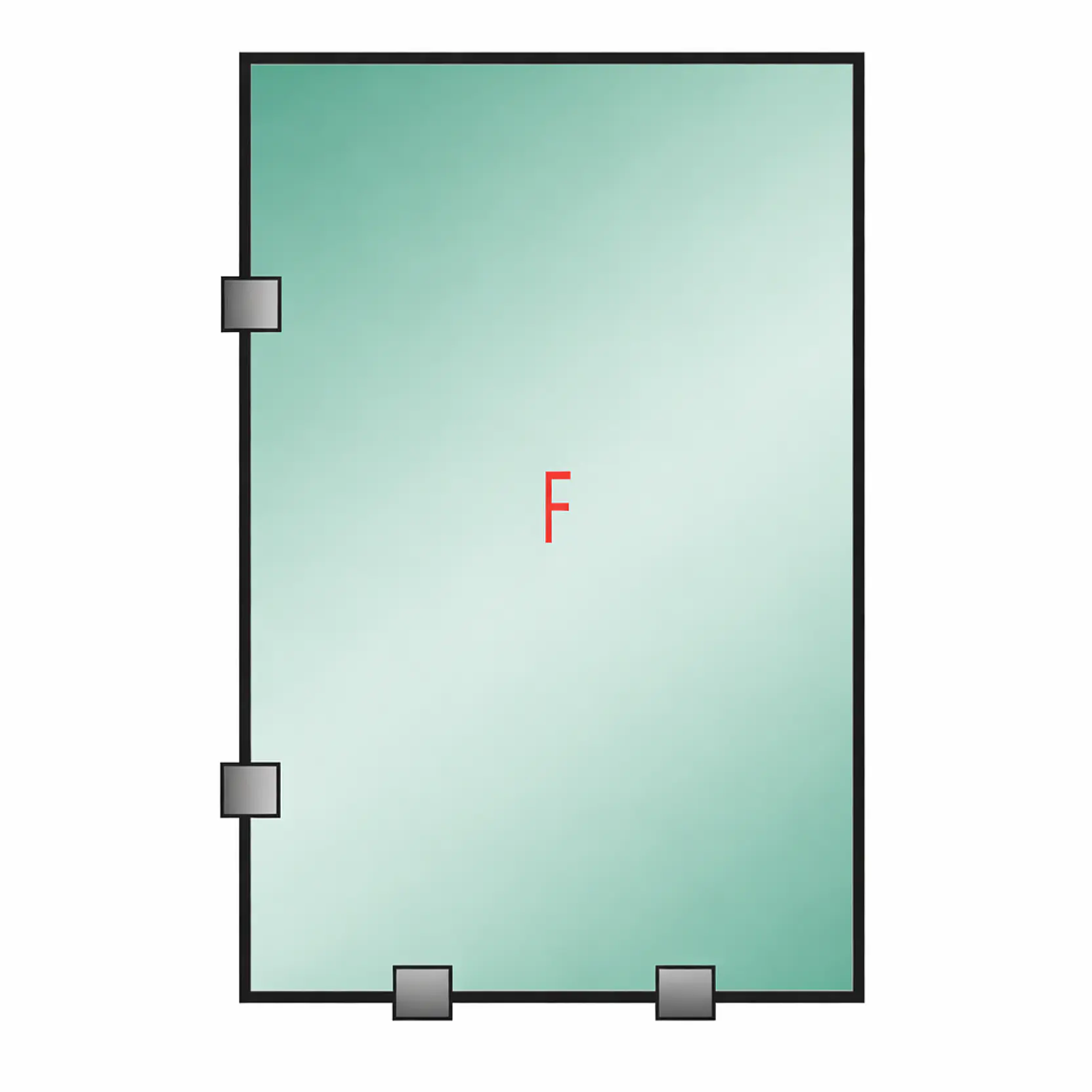 Tu Shower Door Fijo con Tomas Simples a Medida 8 mm - Ancho: 800 x Alto: 1900 - Color Herraje: Aluminio - Lado Fijacion: Izquierda - 