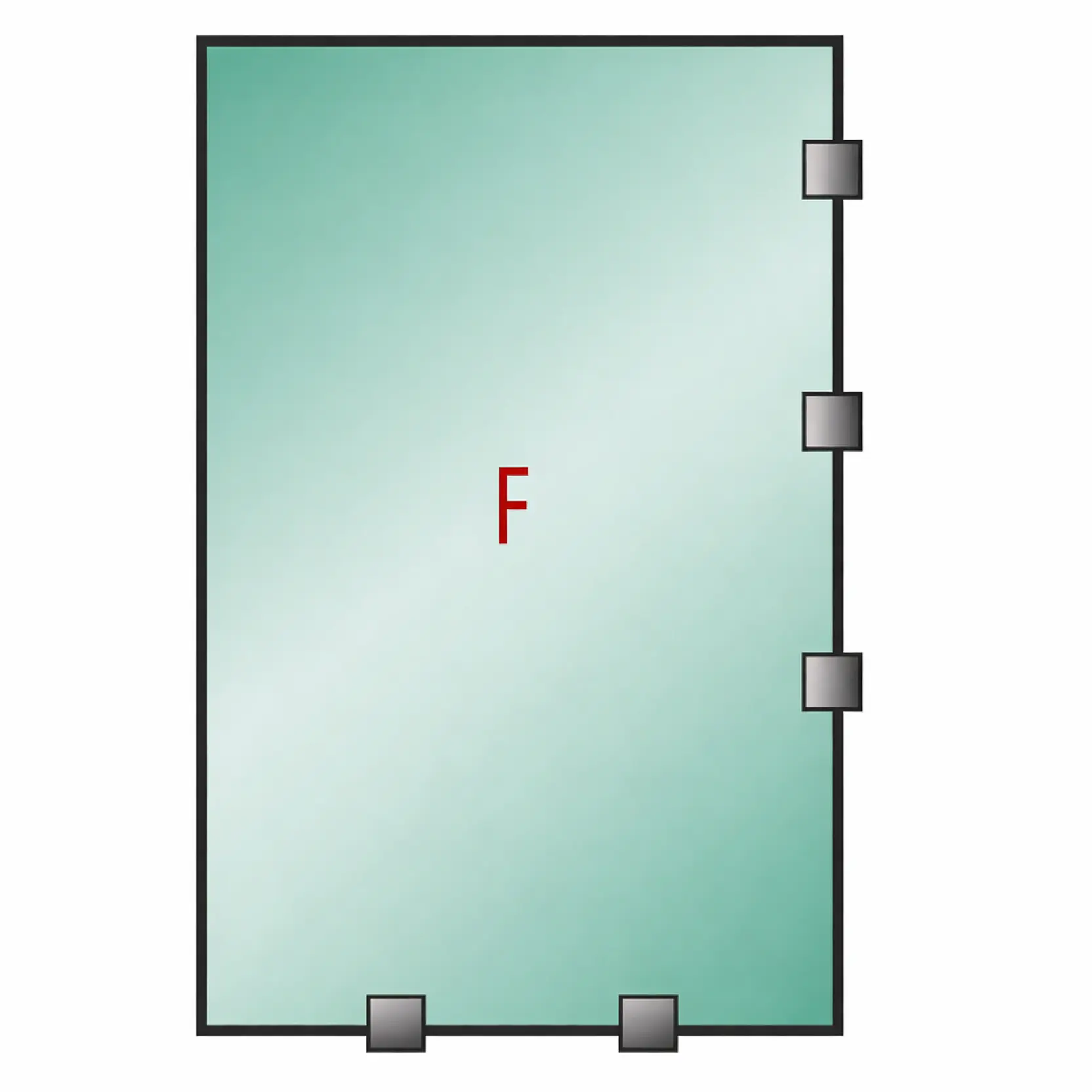 Tu Shower Door Fijo con Tomas Simples a Medida 10 mm - Ancho: 1000 x Alto: 2100 - Color Herraje: Aluminio - Lado Fijacion: Derecha - 