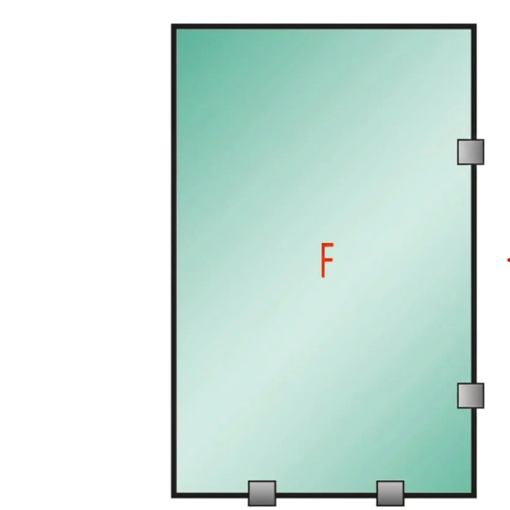 Tu Shower Door Fijo con Tomas Simples a Medida 8 mm - Ancho: 1000 x Alto: 1900 - Color Herraje: Aluminio - Lado Fijacion: Derecha - 