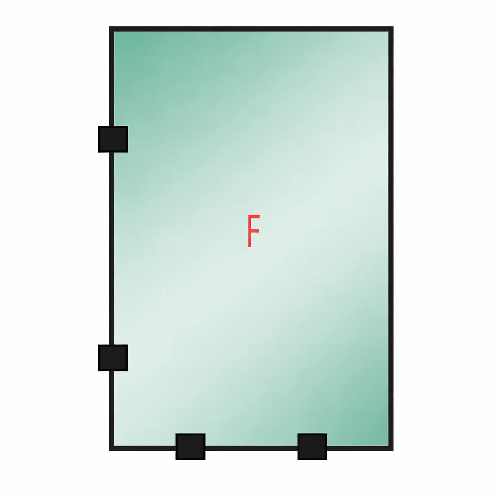Tu Shower Door Fijo con Tomas Simples a Medida 8 mm - Ancho: 800 x Alto: 1800 - Color Herraje: Negro - Lado Fijacion: Izquierda - 
