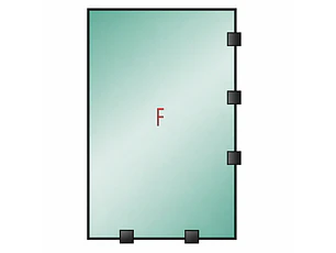Tu Shower Door Fijo con Tomas Simples a Medida 10 mm - Ancho: 1200 x Alto: 1000 - Color Herraje: Negro - Lado Fijacion: Derecha - 