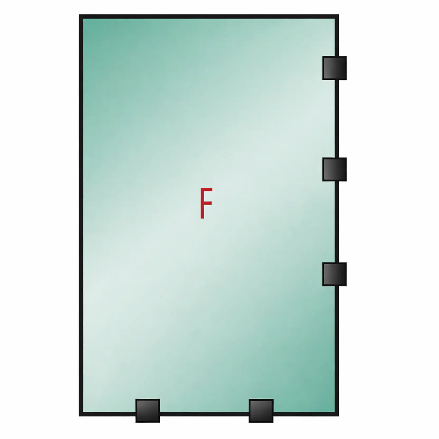 Tu Shower Door Fijo con Tomas Simples a Medida 10 mm - Ancho: 1200 x Alto: 1000 - Color Herraje: Negro - Lado Fijacion: Derecha - 