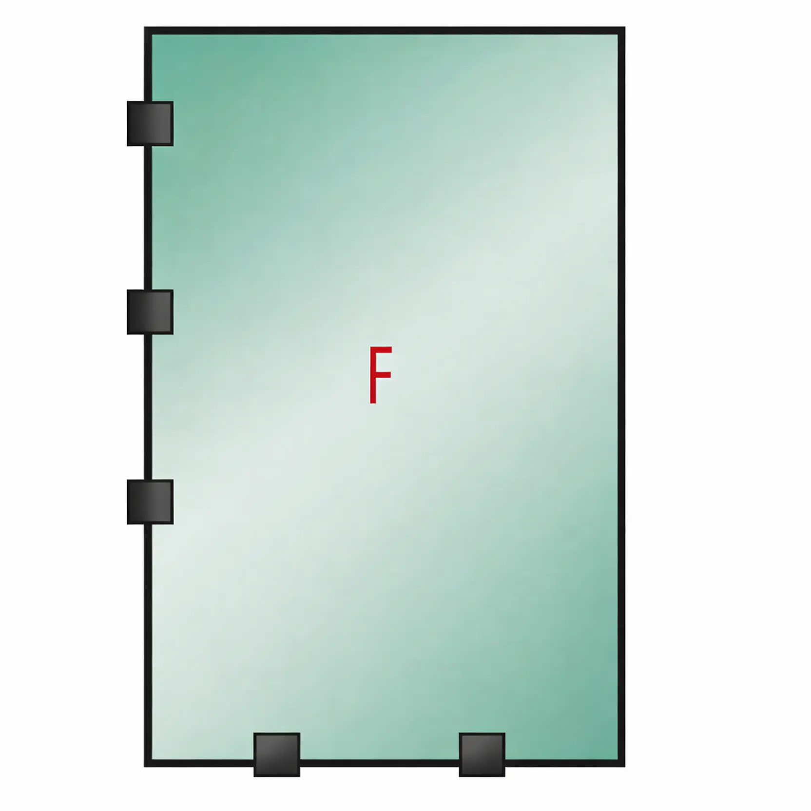 Tu Shower Door Fijo con Tomas Simples a Medida 10 mm - Ancho: 900 x Alto: 1900 - Color Herraje: Negro - Lado Fijacion: Izquierda - 