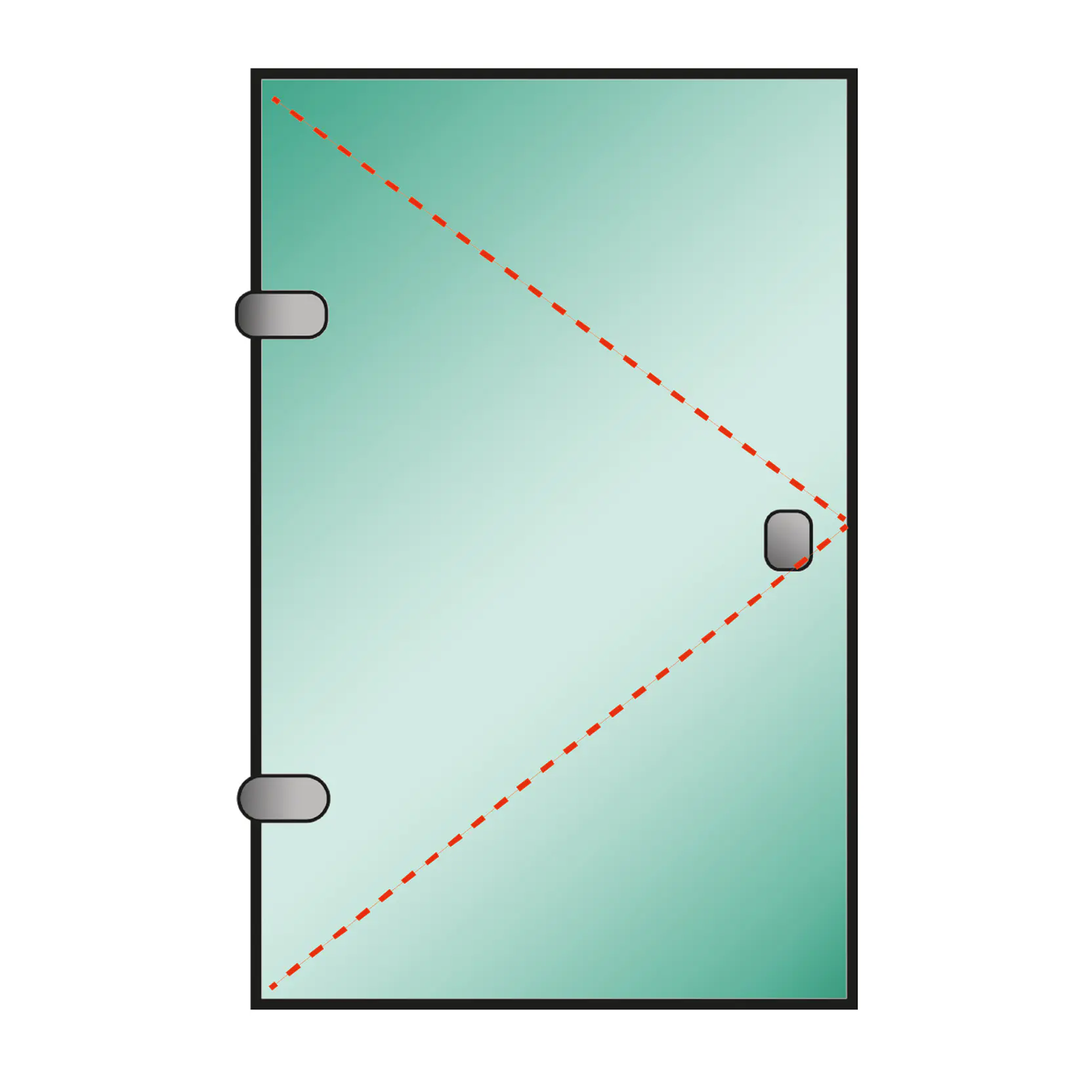 Tu Shower Door Puerta a Medida 8 mm - Ancho: 500 x Alto: 500 - Color Herraje: Aluminio - Lado Fijacion: Izquierda - Bisgras: Muro-Vidrio