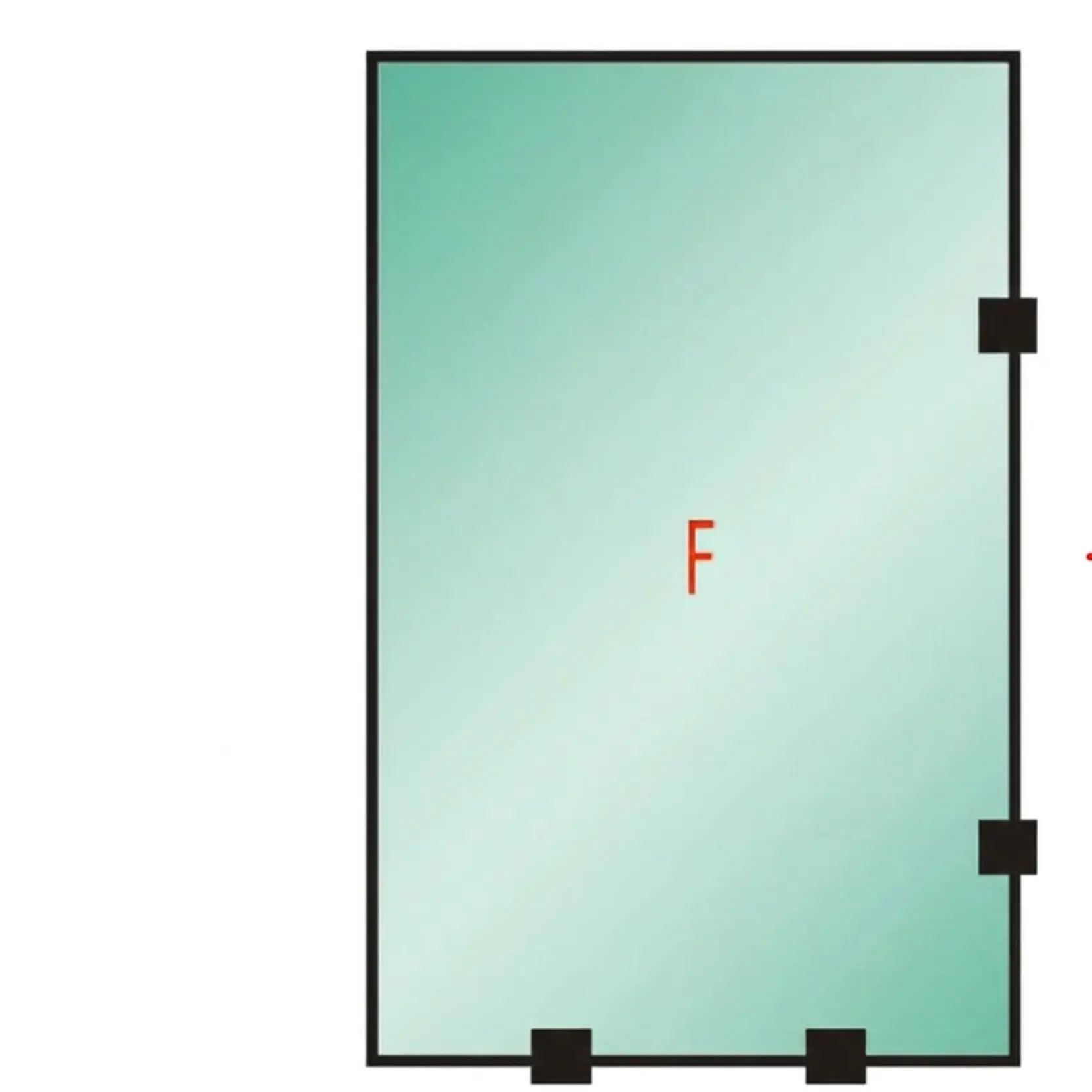 Tu Shower Door Fijo con Tomas Simples a Medida 8 mm - Ancho: 900 x Alto: 1200 - Color Herraje: Negro - Lado Fijacion: Derecha - 