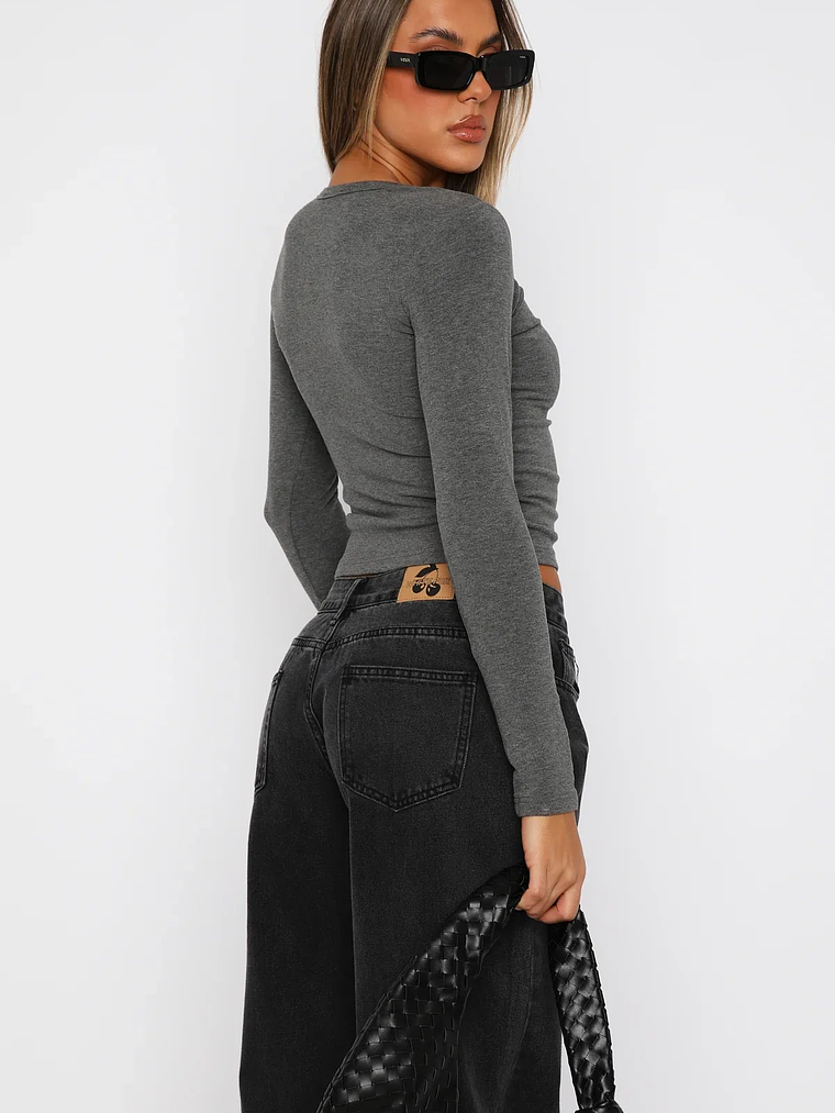 Give Me The Details Long Sleeve Top Ash 3