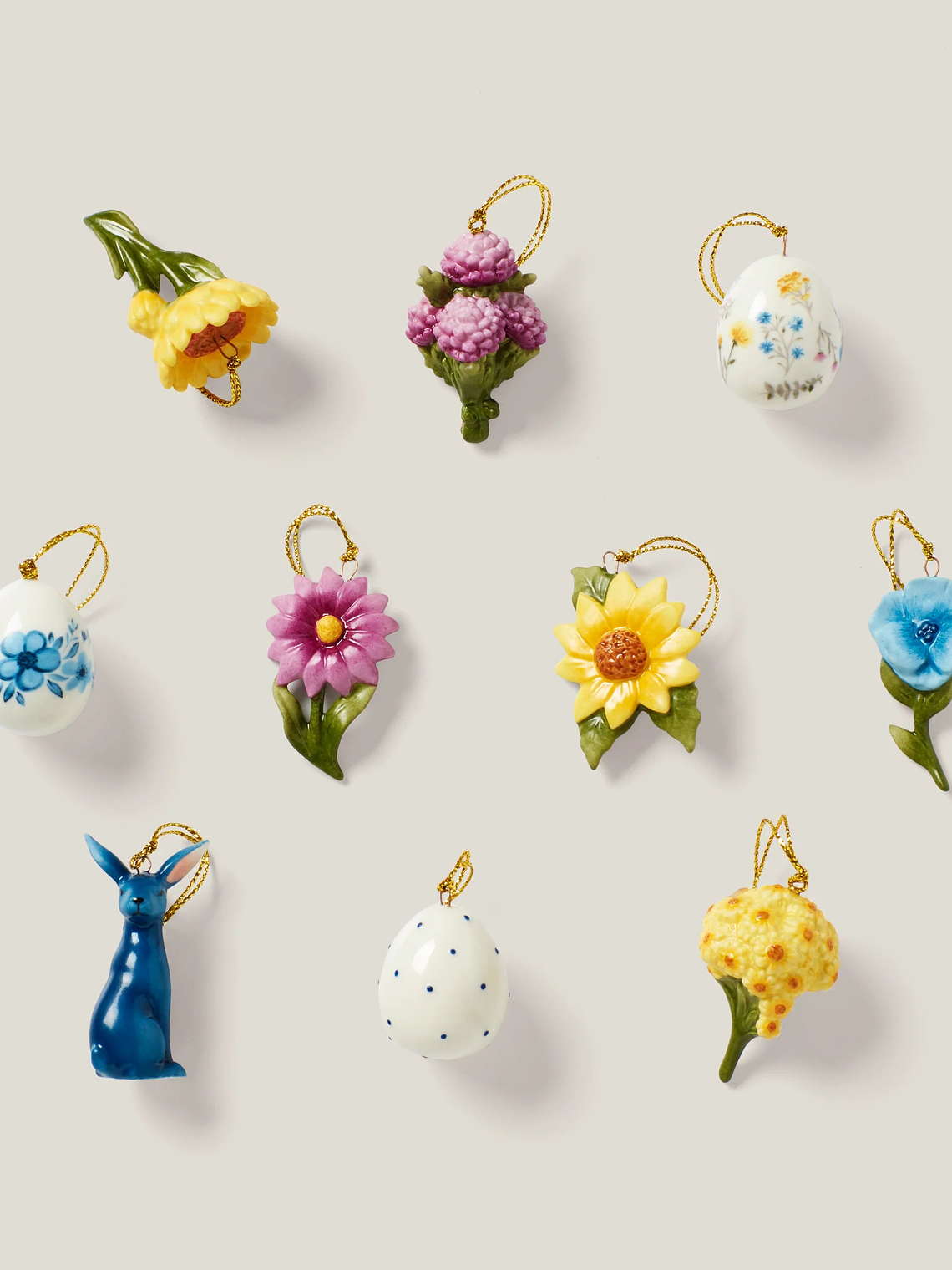 Floral Easter 10-Piece Ornament Set 1