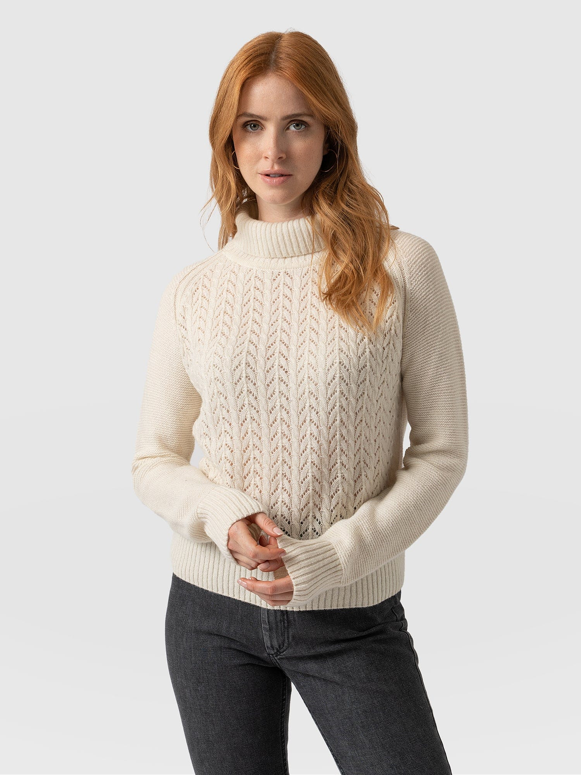 Glen Cable Knit Sweater - Cream 1