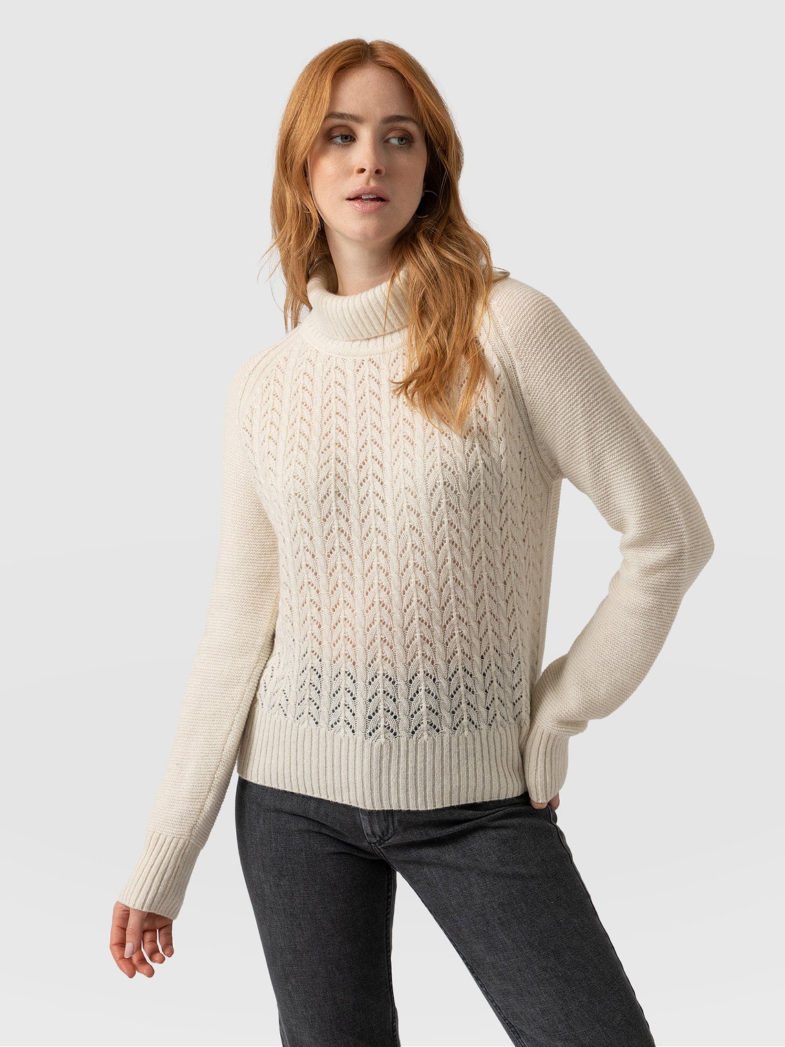 Glen Cable Knit Sweater - Cream 2