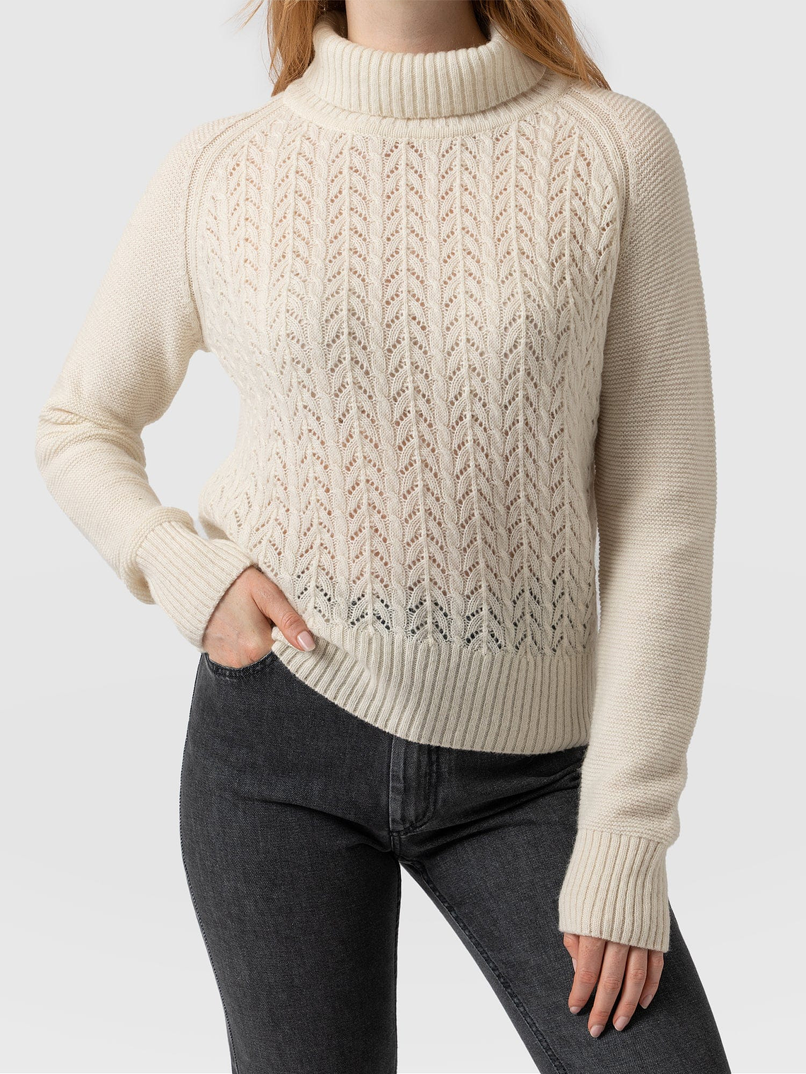 Glen Cable Knit Sweater - Cream 3