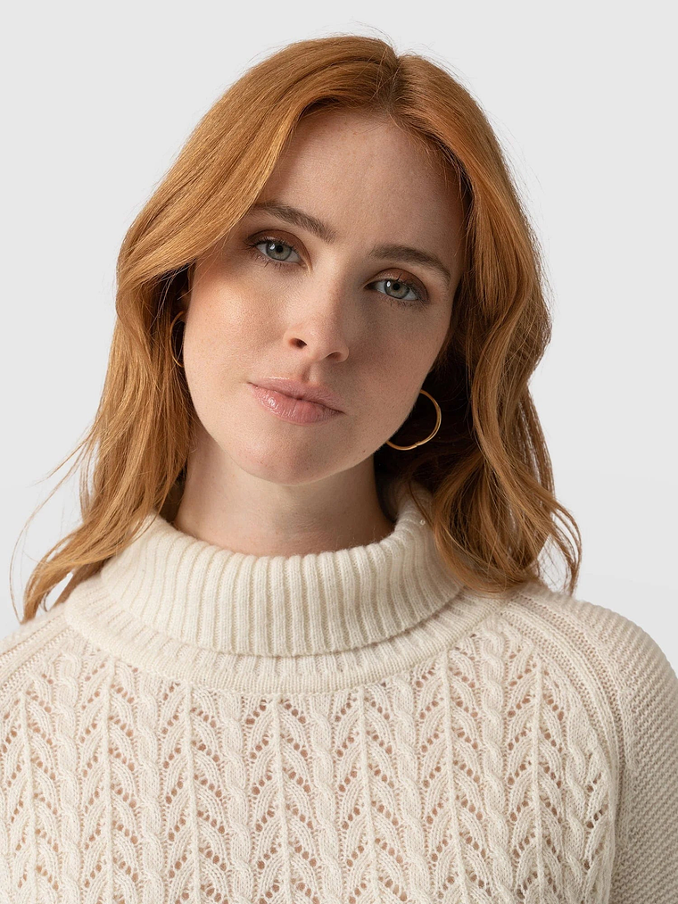 Glen Cable Knit Sweater - Cream 4
