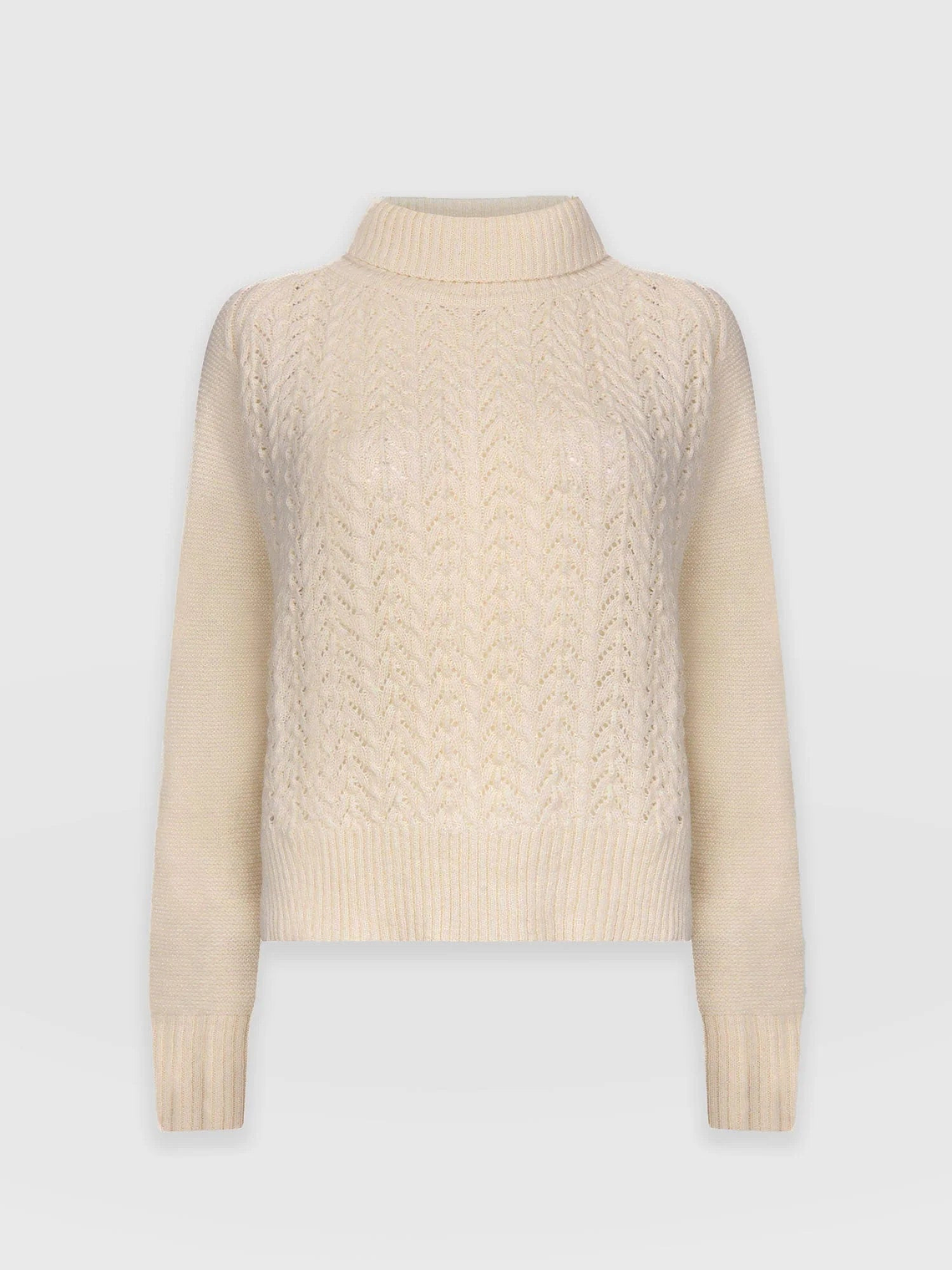 Glen Cable Knit Sweater - Cream 7
