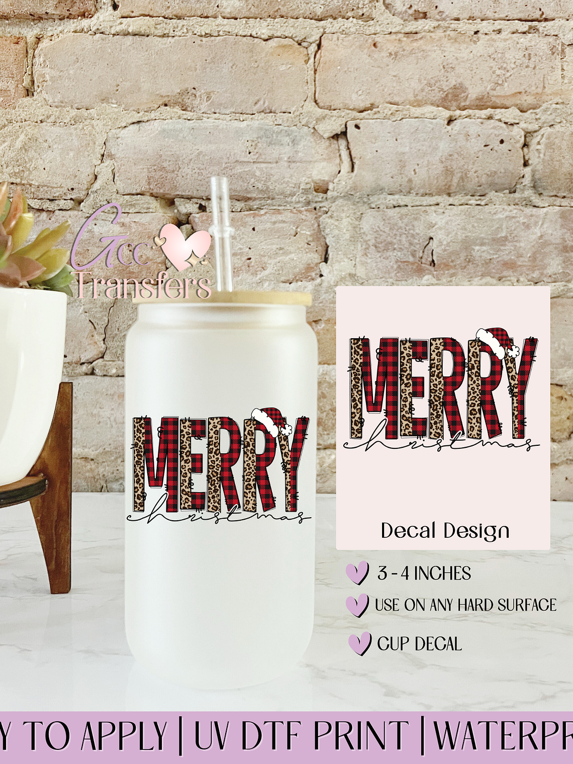 Merry Christmas Plaid - Decal UVDTF 1