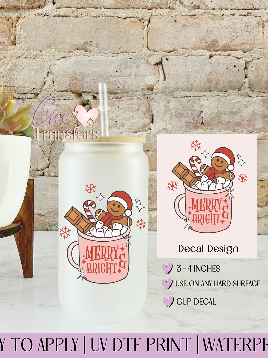 Merry Bright Christmas - Decal UVDTF 1