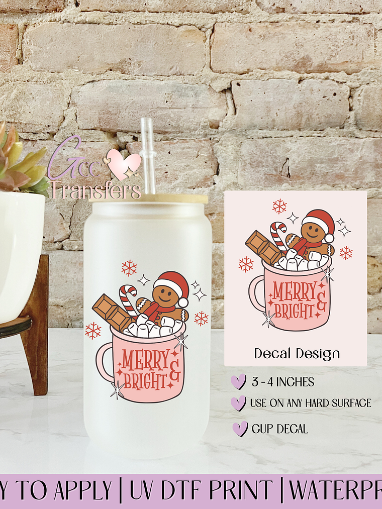 Merry Bright Christmas - Decal UVDTF 1