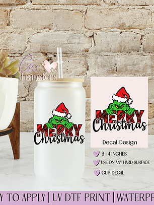 Grinch Merry Christmas - Decal UVDTF