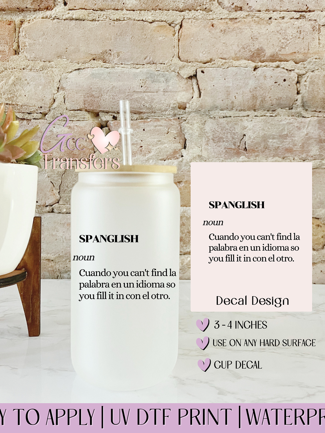 Spanglish Definition - Decal UVDTF 1