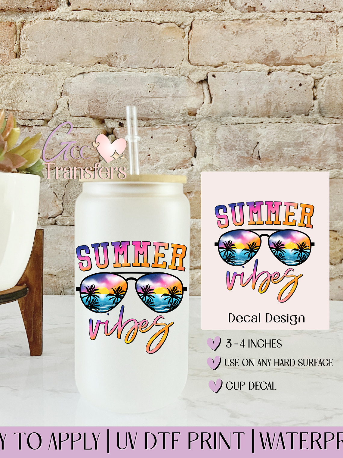 Summer Vibes Sunglasses - Decal UVDTF 1